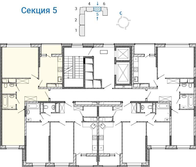 Двухкомнатная квартира №435